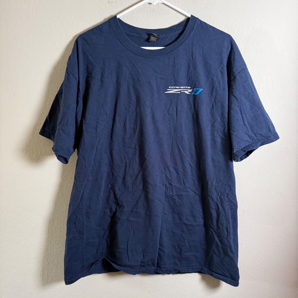 Corvette ZR1 Life Begins at 200 MPH Graphic T-Shirt Navy Blue Mens XL Cotton